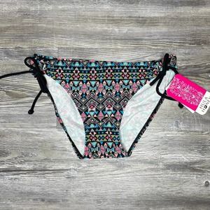 Hula Honey Women's Geometric Colorful Print Bikini Swim Bottoms sz Junior’s S